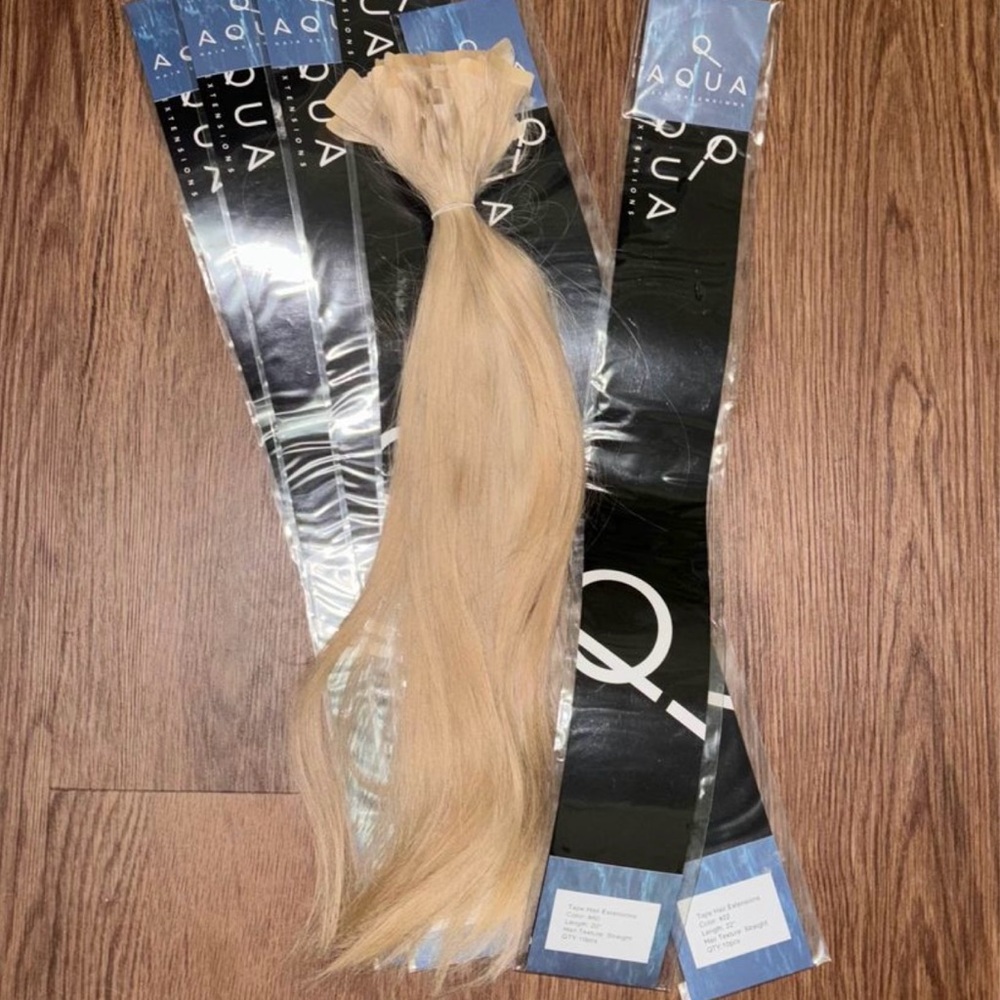 Aqua blonde 22 inch tape in hair extensions 180 grams 6 packs most blonde